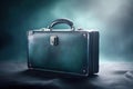 a suitcase sitting on top of a table in the dark Royalty Free Stock Photo