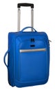 Suitcase for travel. Blue color with silver accents.