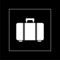 Suitcase for travel icon isolated on black background. Traveling baggage sign Royalty Free Stock Photo