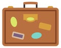 Suitcase with travel labels. Baggage icon. Luggage symbol