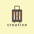 Suitcase travel with Music Panel Button logo icon vector