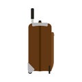 Suitcase travel side view vector icon. Baggage vacation bag isolated white. Journey handle brown trolley valise