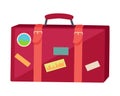 Suitcase with Travel Stickers Isolated on White Royalty Free Stock Photo