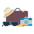 suitcase travel with vacations accessories Royalty Free Stock Photo