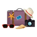 suitcase travel with vacations accessories Royalty Free Stock Photo