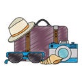 suitcase travel with vacations accessories Royalty Free Stock Photo