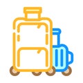 suitcase traveler baggage color icon vector illustration