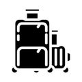 suitcase traveler baggage glyph icon vector illustration