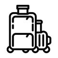 suitcase traveler baggage line icon vector illustration