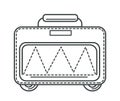 Suitcase or valise, bag on wheels, traveling baggage, isolated icon