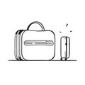 Suitcase Vector Drawing. Simple sketch modern suitcase on wheels. Linear illustration of luggage. Black outlines isolated on a Royalty Free Stock Photo