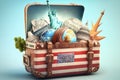 suitcase, vintage States United symbols cultural National concept USA York New travel Trip Royalty Free Stock Photo