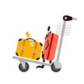 Suitcases on airport luggage trolley. Travel bag. Summer time. Holidays. Vacation trip. Rest.