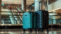 Suitcases in airport terminal.AI generated image Royalty Free Stock Photo