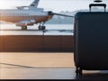 Suitcases at the airport. Travel. AI Generated