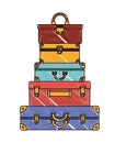 Suitcases bags pile isolated icon