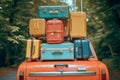 Suitcases and bags in trunk of car ready to depart for holidays Royalty Free Stock Photo