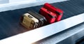 Suitcases on conveyor belt Royalty Free Stock Photo