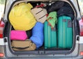 Suitcases and luggage in the car Royalty Free Stock Photo