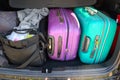 Suitcases and luggage in the trunk of the car Royalty Free Stock Photo