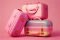 suitcases for traveling big suitcase for clothes on pink background