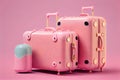 suitcases for traveling big suitcase for clothes on pink background