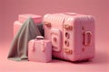 suitcases for traveling big suitcase for clothes on pink background