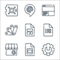 suite line icons. linear set. quality vector line set such as admin, , forms, app, website