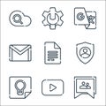 Suite line icons. linear set. quality vector line set such as group, , docs, gmail, admin