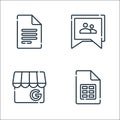 Suite line icons. linear set. quality vector line set such as sheets, group