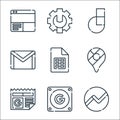 suite line icons. linear set. quality vector line set such as work, , maps, sheets, gmail, jamboard, admin