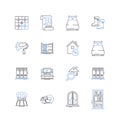 Suite and quarters line icons collection. Accommodations, Lodgings, Residence, Housing, Apartment, Dwelling, Flat vector