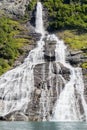 The Suitor, a waterfall in Geiranger Fjord, Norway, opposite to The Seven Sisters Waterfall