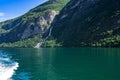 Suitor waterfall over Geiranger Fjord in the summer in Sunnmore More og Romsdal Norway