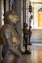 The suits of armour in the Grandmaster`s Palace. Valletta. Malta Royalty Free Stock Photo