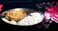 Suji Halwa with Puri or Sooji Halwa