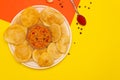 Suji/Sooji Halwa Puri or Shira Poori breakfast, served in a plate and bowl