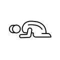 Sujud Posture icon vector isolated on white background, Sujud Posture sign , thin line design elements in outline style