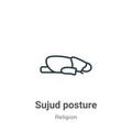 Sujud posture outline vector icon. Thin line black sujud posture icon, flat vector simple element illustration from editable