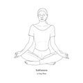 Sukhasana or Easy Pose with Chin Mudra. Yoga Practice. Vector