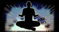 Sukhasana Yoga Pose On Abstract Background Royalty Free Stock Photo