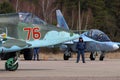 Sukhoi Su-25BM attack airplane of Russian air force during Victory Day parade rehearsal at Kubinka air force base.