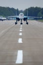 Sukhoi Su-34 bomber at Kubinka air force base during Army-2015 forum, Moscow region, Russia. Royalty Free Stock Photo