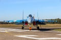 Sukhoi Su-27 Flanker fighter aircraft of the Ukrainian Air Force at Kleine-Brogel Airbase. September 14, 2019