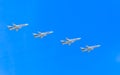 MOSCOW/RUSSIA - MAY 9: 4 Sukhoi Su-24M (Fencer) supersonic all-weather attack aircrafts on parade devoted to 70-th Victory Day