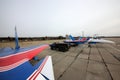 Sukhoi Su-30SM 36 BLUE Russian Knights aerobatics team of Russian air force during Victory Day parade rehearsal.