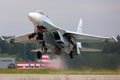 Sukhoi Su-27SM RF-92209 jet fighter of russian air force takes off at Kubinka air force base. Royalty Free Stock Photo