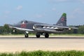 Sukhoi Su-25SM RF-93037 of russian air force taking off after modernization at Kubinka air force base. Royalty Free Stock Photo