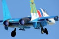 Sukhoi Su-27UB 22 BLUE of russian knights aerobatics team taking off at Kubinka air force base.