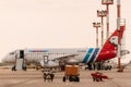 Sukhoi Superjet 100 Yamal Airlines parking at the airport